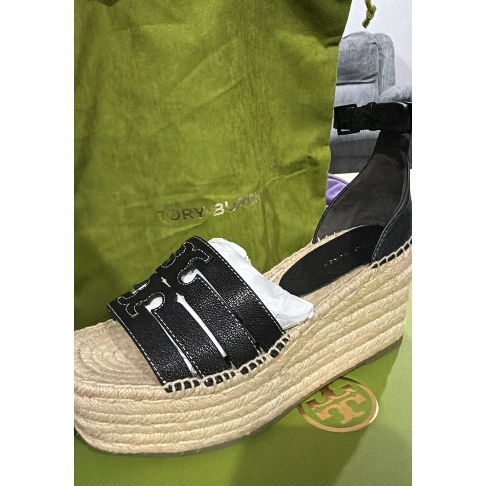 Tory Burch Women's 80 Mm INES Cage Wedge Espadrille Platform NIB